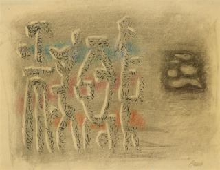 Willi Baumeister - Figurengruppe mit Farben