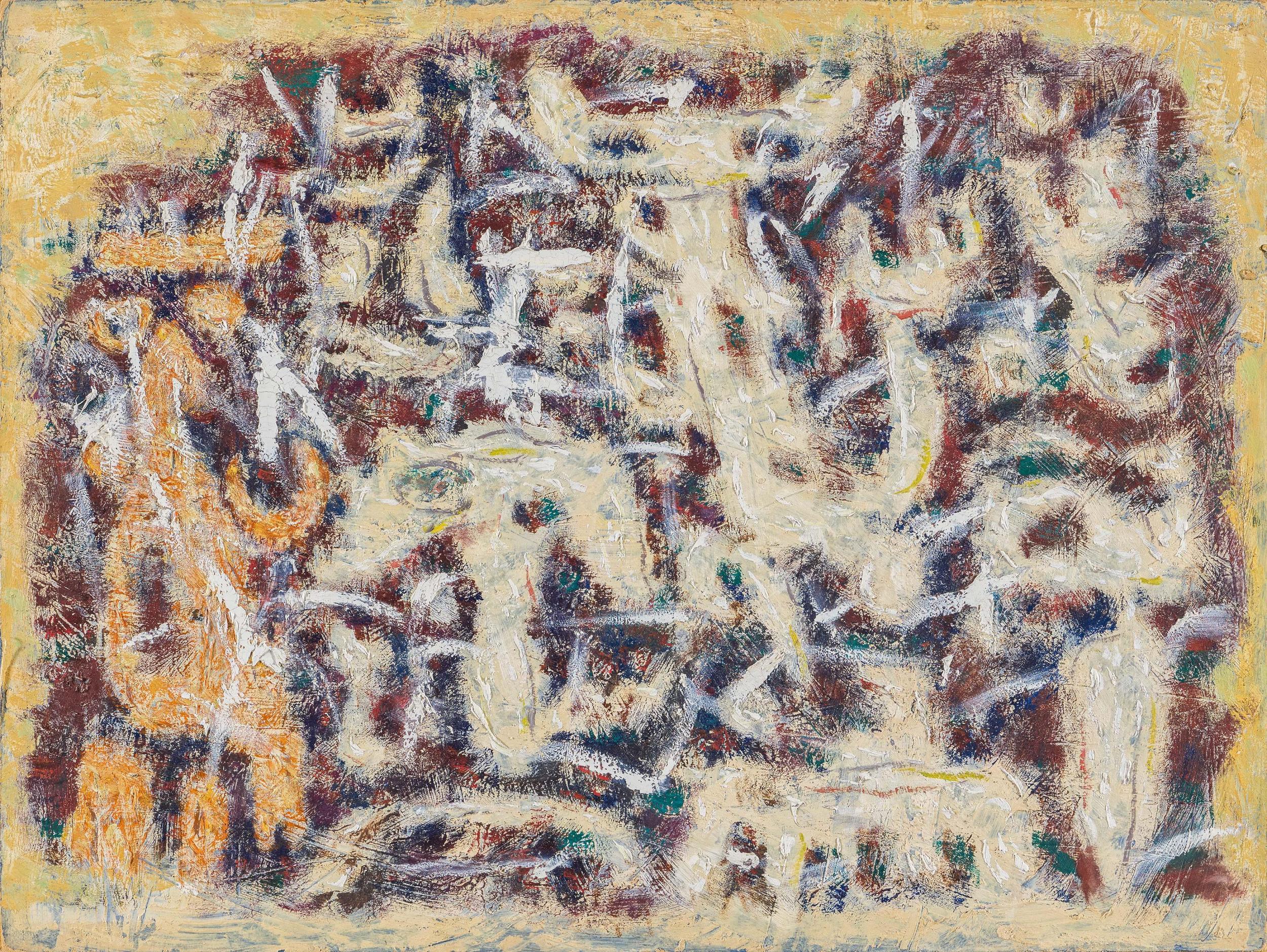 Willi Baumeister - Helle Figuren auf Dunkel.