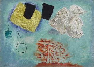 Willi Baumeister - Lyric on blue and green background