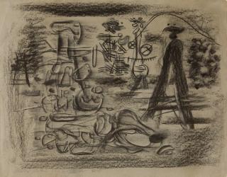 Willi Baumeister - Metaphysische Landschaft mit Figuren.