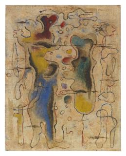 Willi Baumeister - Zwei Körperformen auf Lackgrund