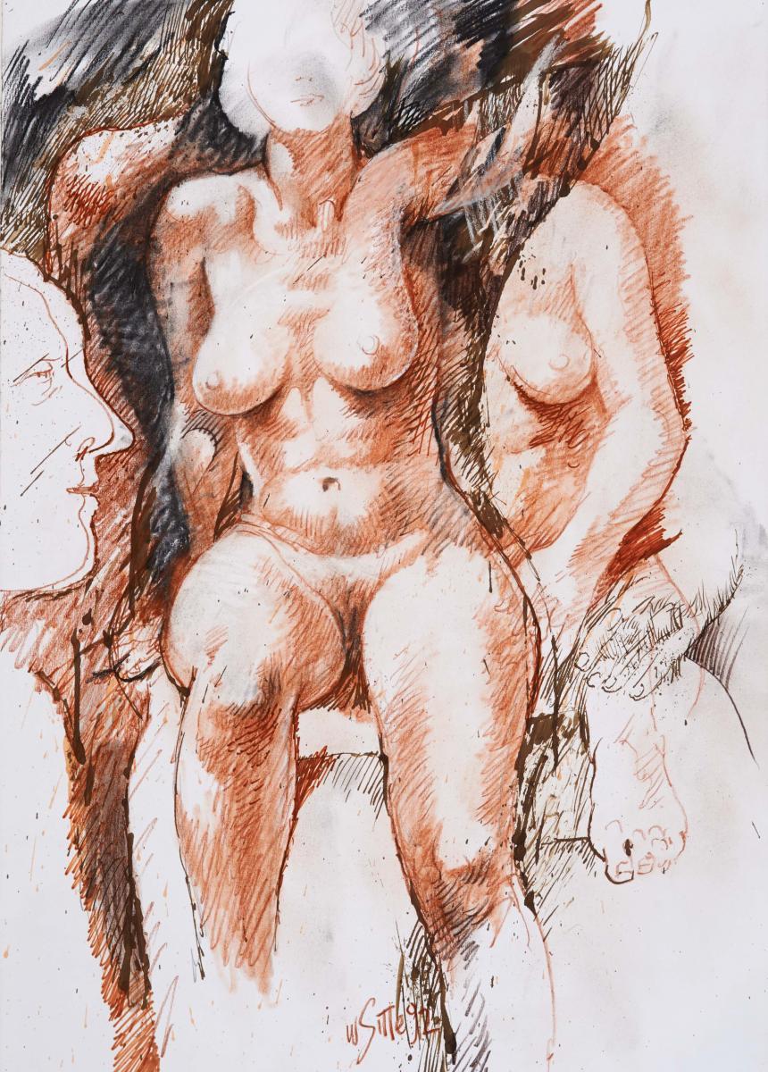 Willi Sitte - Aktstudie mit Kopf