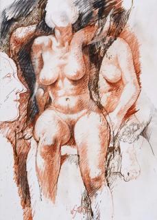 Willi Sitte - Aktstudie mit Kopf