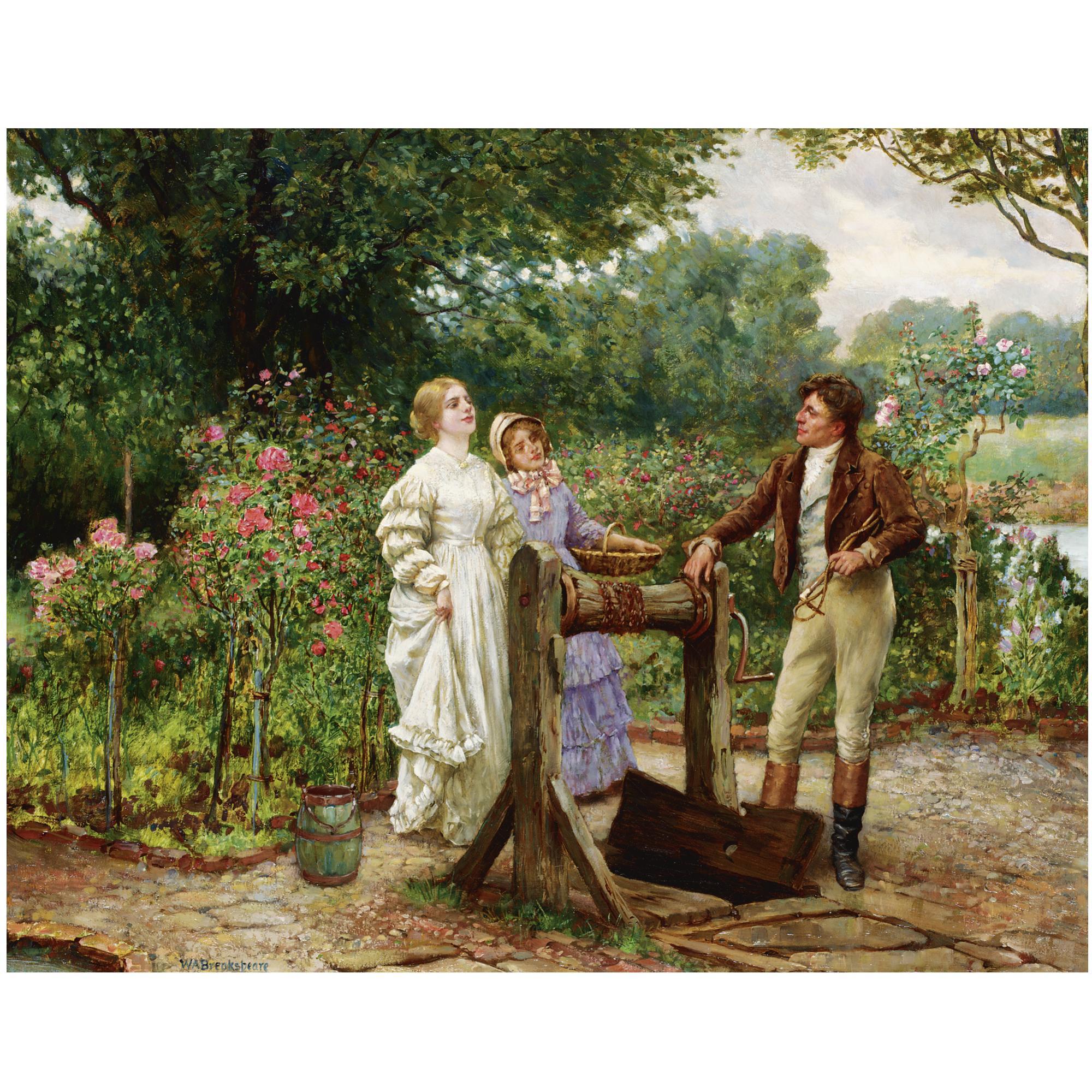 William A. Breakspeare - British A Flirtation In The Rose Garden