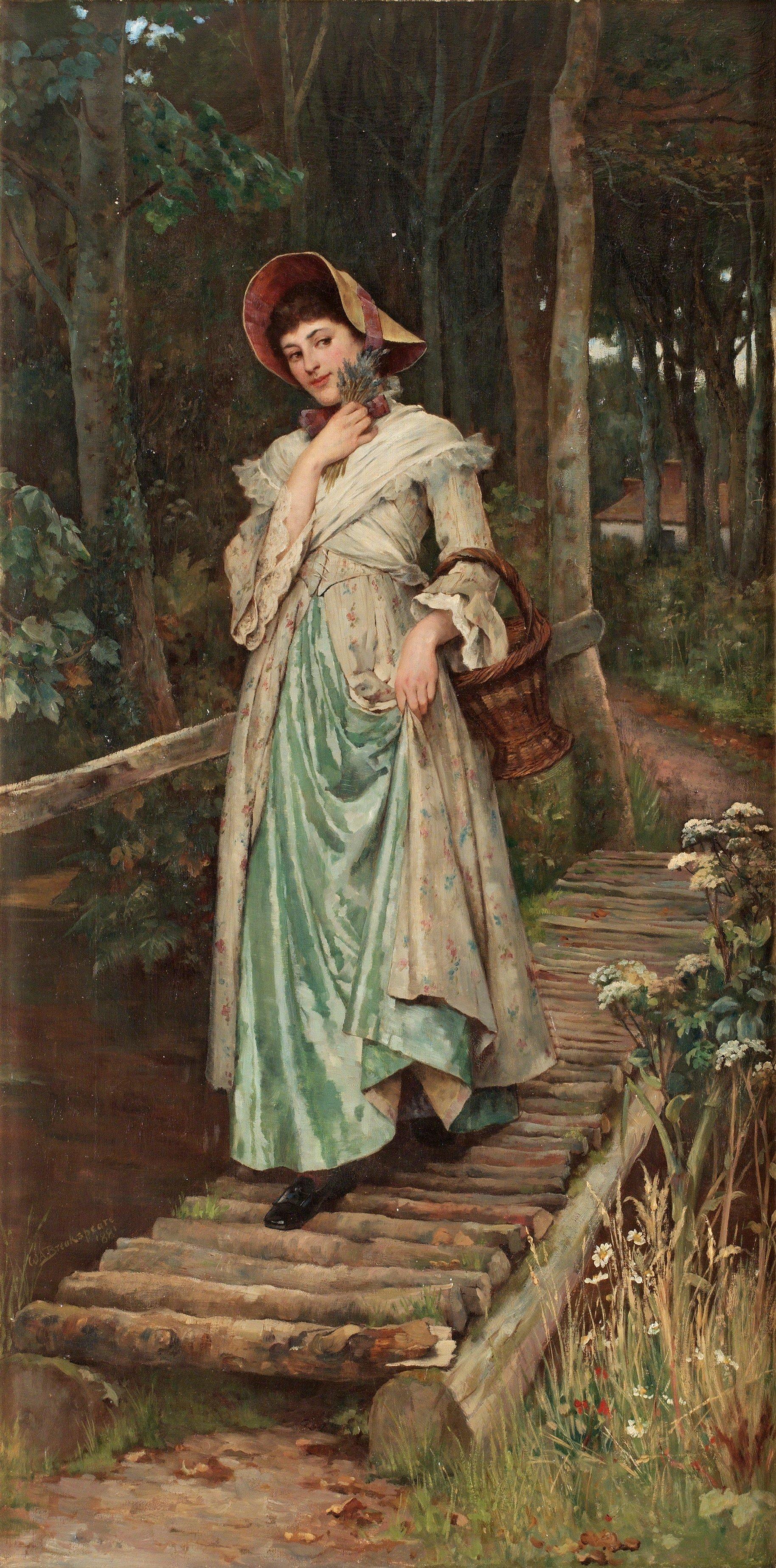 William A Breakspeare - Young woman on a bridge