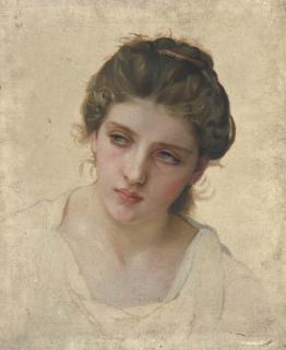 William-Adolphe Bouguereau - Etude de tête de femme blonde, de face