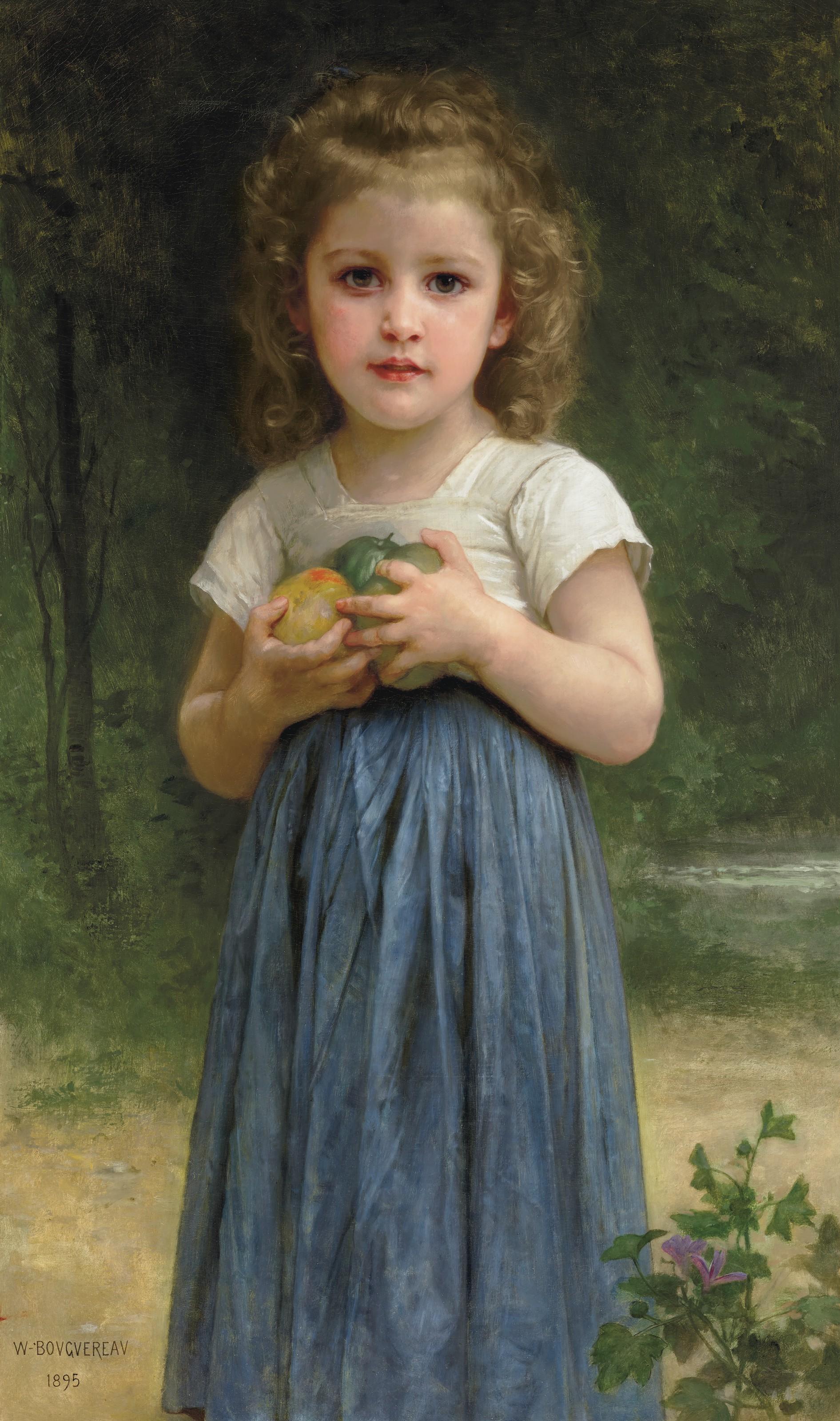 William Adolphe Bouguereau - Petite fille tenant des pommes dans les mains
