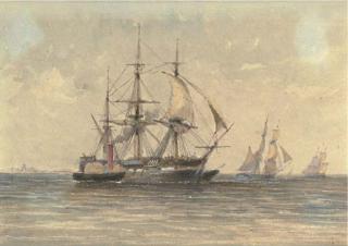 William Adolphus Knell - A merchantman in tow
