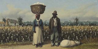 William Aiken Walker - Man and Woman with Cotton Basket on Her Head
