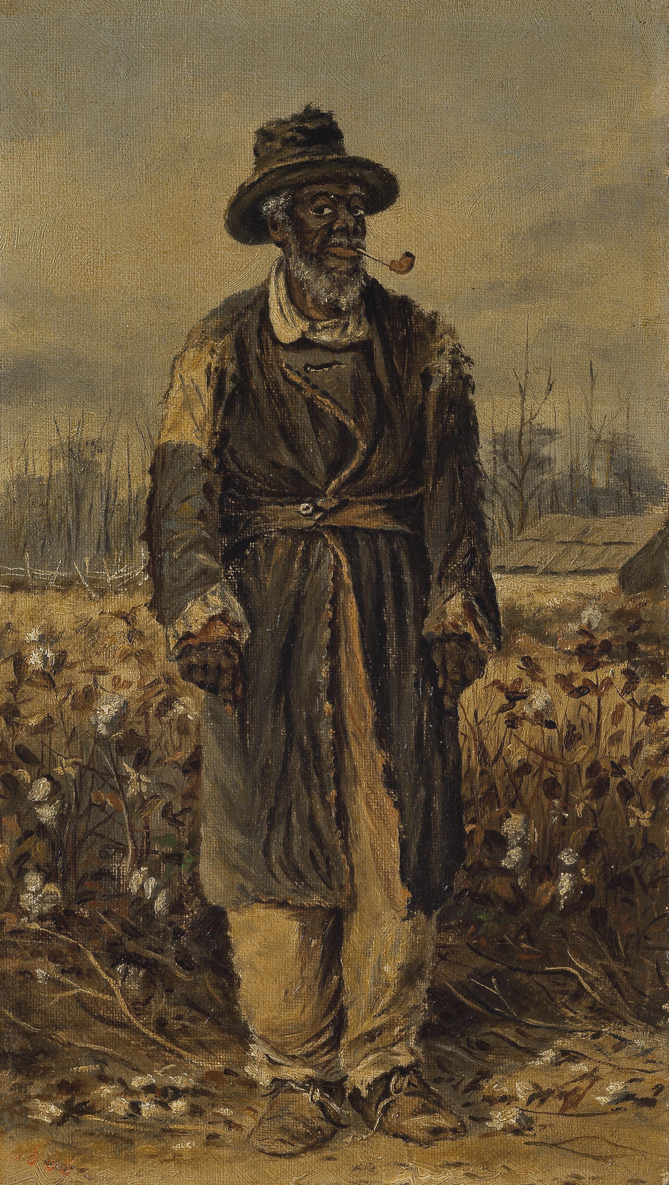 William Aiken Walker - Man Smoking Pipe in Cotton Field