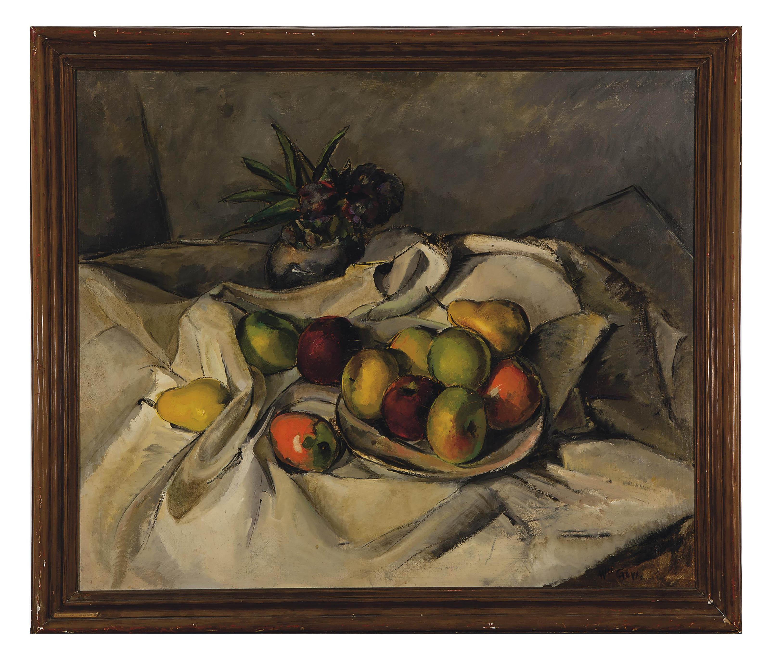 William Alexander Gaw - Still life of fruit on a white cloth