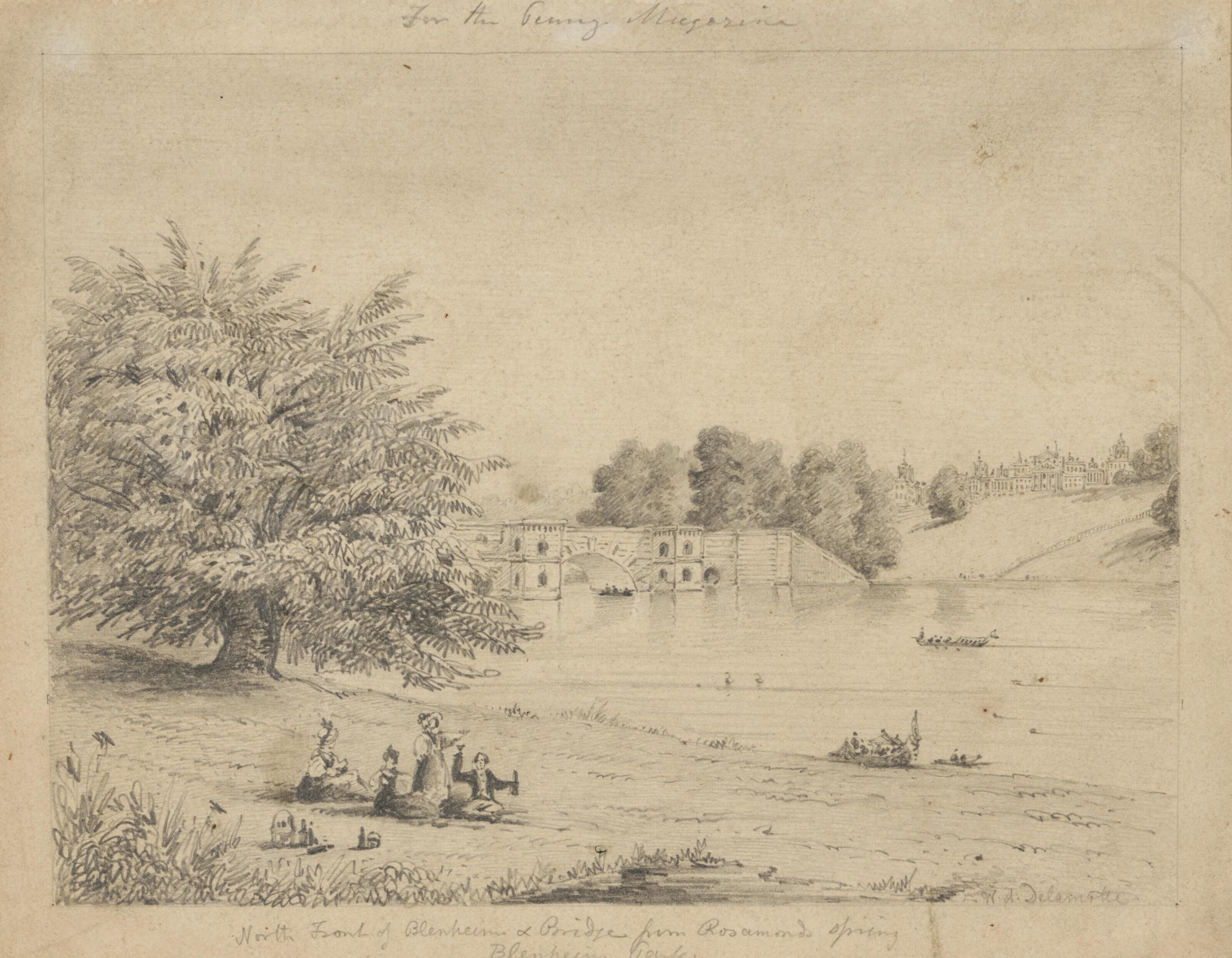 William Alfred Delamotte - The North Front Of Blenheim Palace And Blenheim Bridge, Seen From Across The Lake And Five Views Of Wytham Abbey
