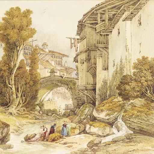 William-Alfred Delamotte - Vue de la ville de Sallanches