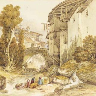 William-Alfred Delamotte - Vue de la ville de Sallanches