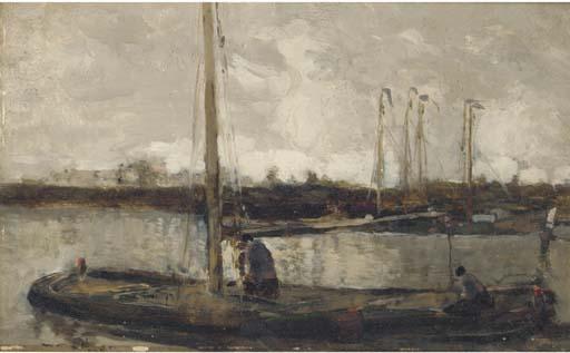 William Alfred Gibson - Figures in a barge