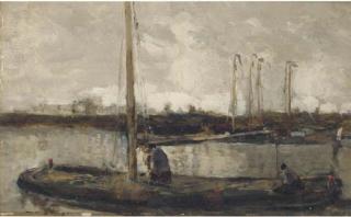 William Alfred Gibson - Figures in a barge