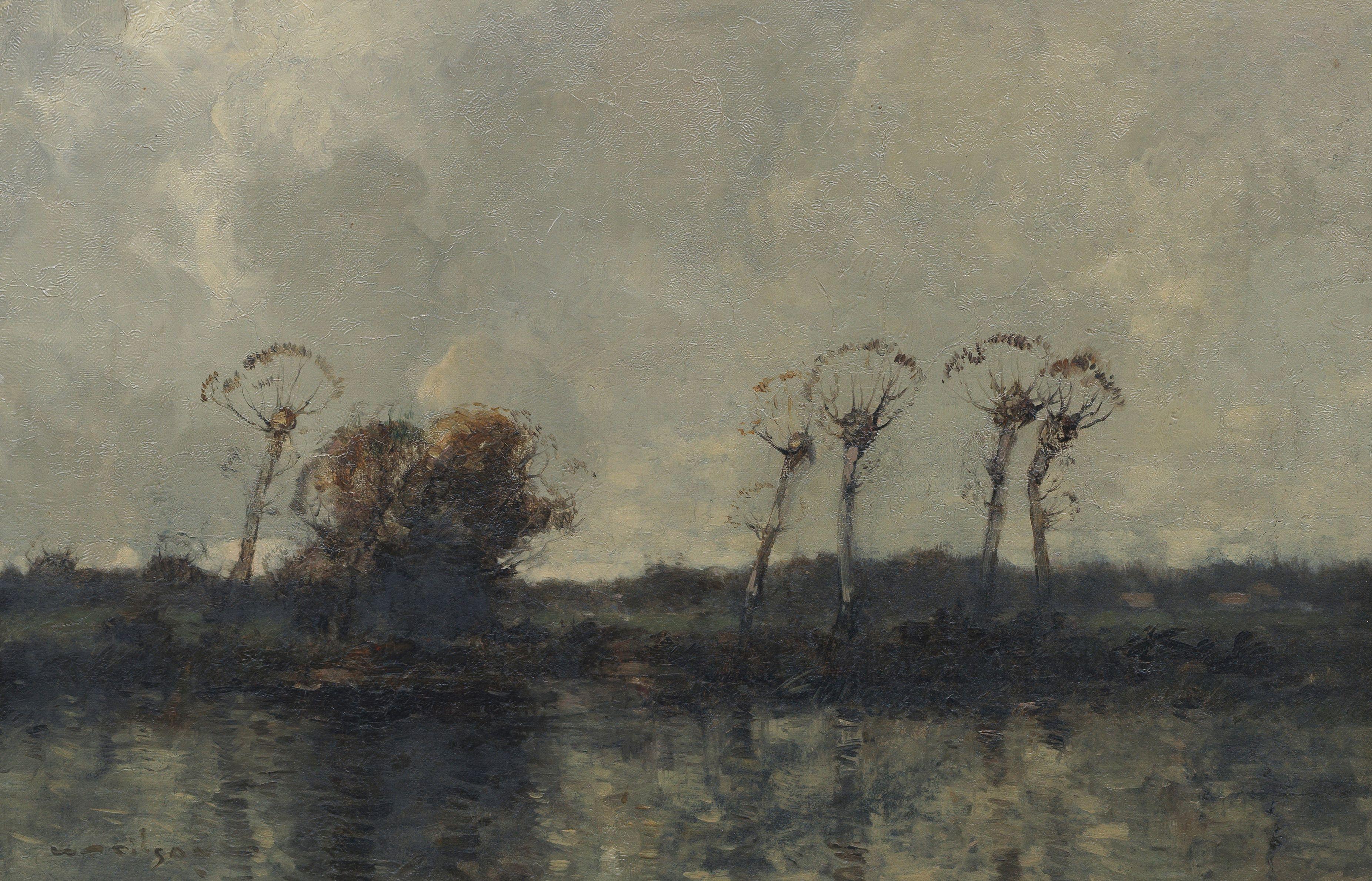 William Alfred Gibson - River scene, evening