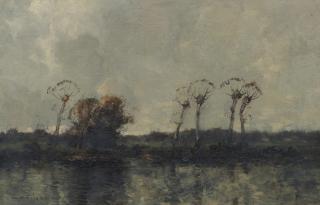 William Alfred Gibson - River scene, evening