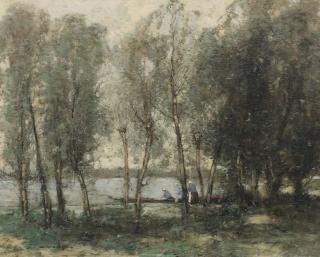 William Alfred Gibson - Two figures by a punt