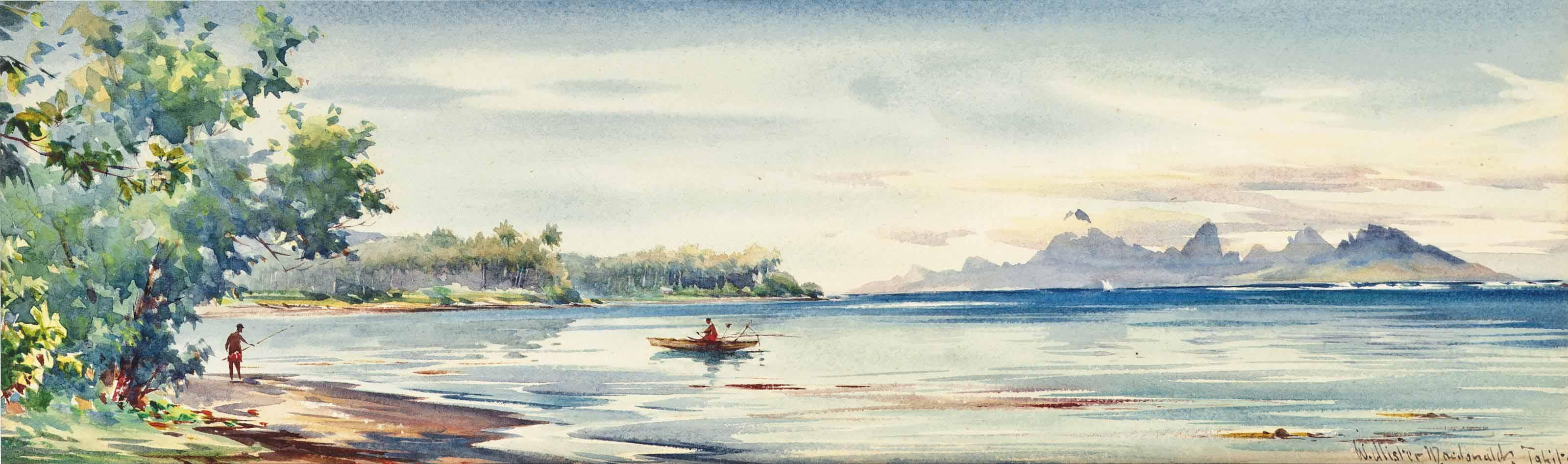William Alister MacDonald - Fisherman in a Bay, Tahiti