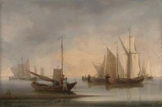 William Anderson - Dutch Fishing Barges Drying Their Sails At The End of The Day