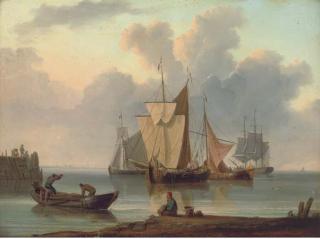 William Anderson - Shipping offshore with onlookers on the beach