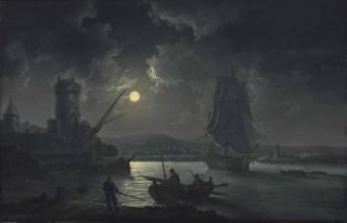 William Anderson - Shipping under a full-moon, with Blackrock Castle beyond