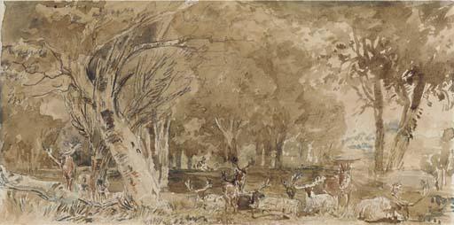 William Andrew Nesfield - Deer Resting In The Shade