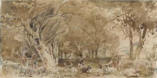 William Andrew Nesfield - Deer Resting In The Shade