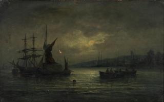 William Anslow Thornbery - Moonlight on the Medway