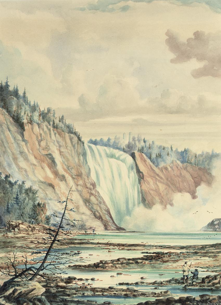 William Armstrong - A waterfall, with the artist sketching in the foreground