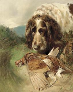 William Arnold Woodhouse - A gundog with a pheasant