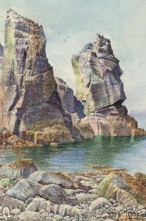 William Arthur Toplis, R.A. - Entrance to Creux Harbour, Sark; and Les Autelets, Sark (illustrated)