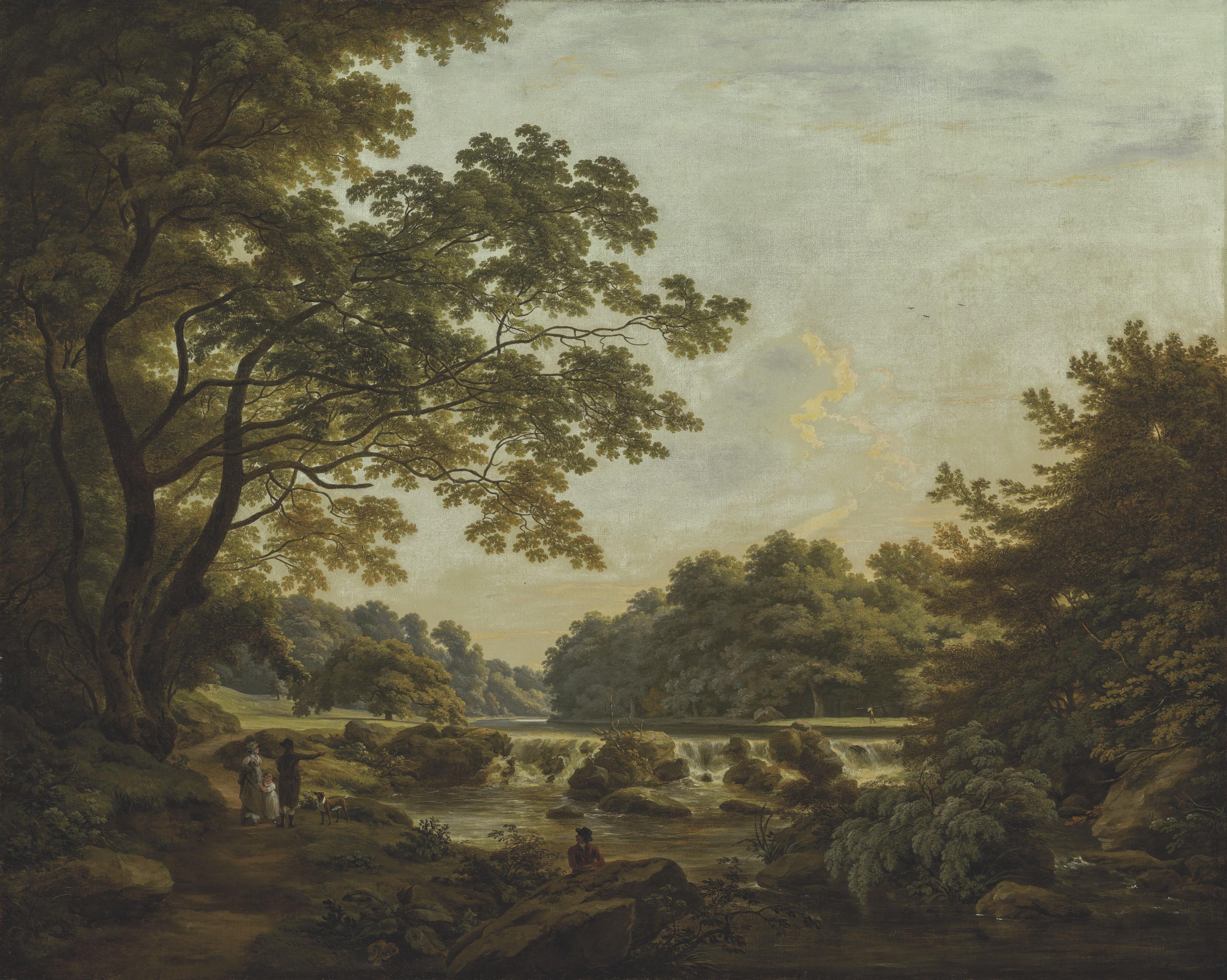 William Ashford, P.R.H.A. - A Weir on the River Clodiagh at Charleville Forest, Co. Offaly, Ireland