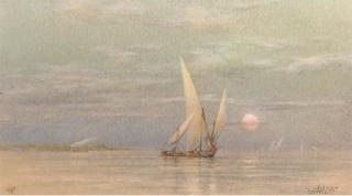 William Ashton - Feluccas on the Nile at dusk