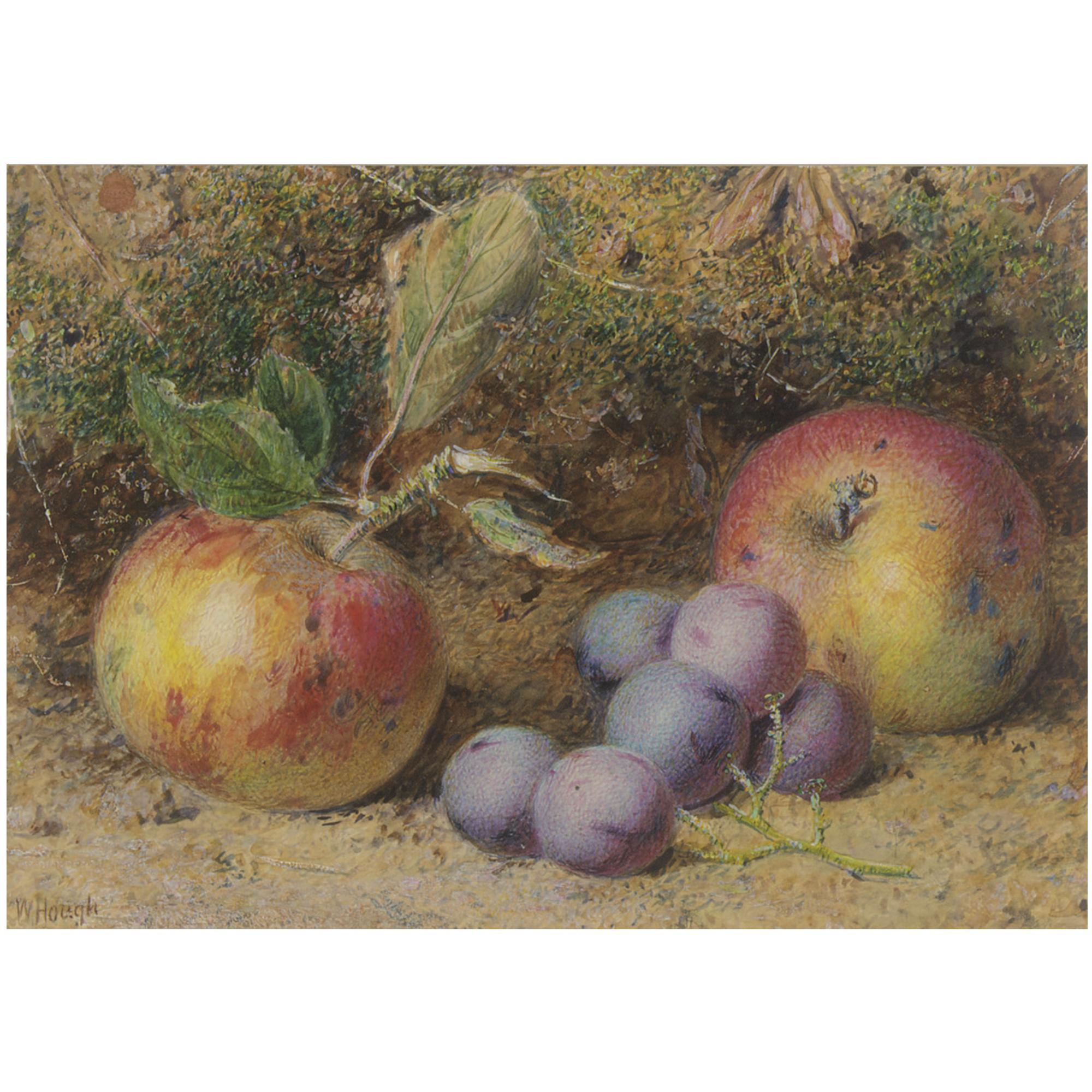 William B. Hough - British Still Life Of Apples And Grapes