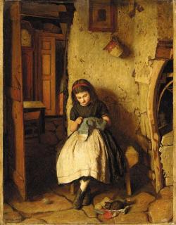William Baater Collier Fyfe - Mending father\'s socks