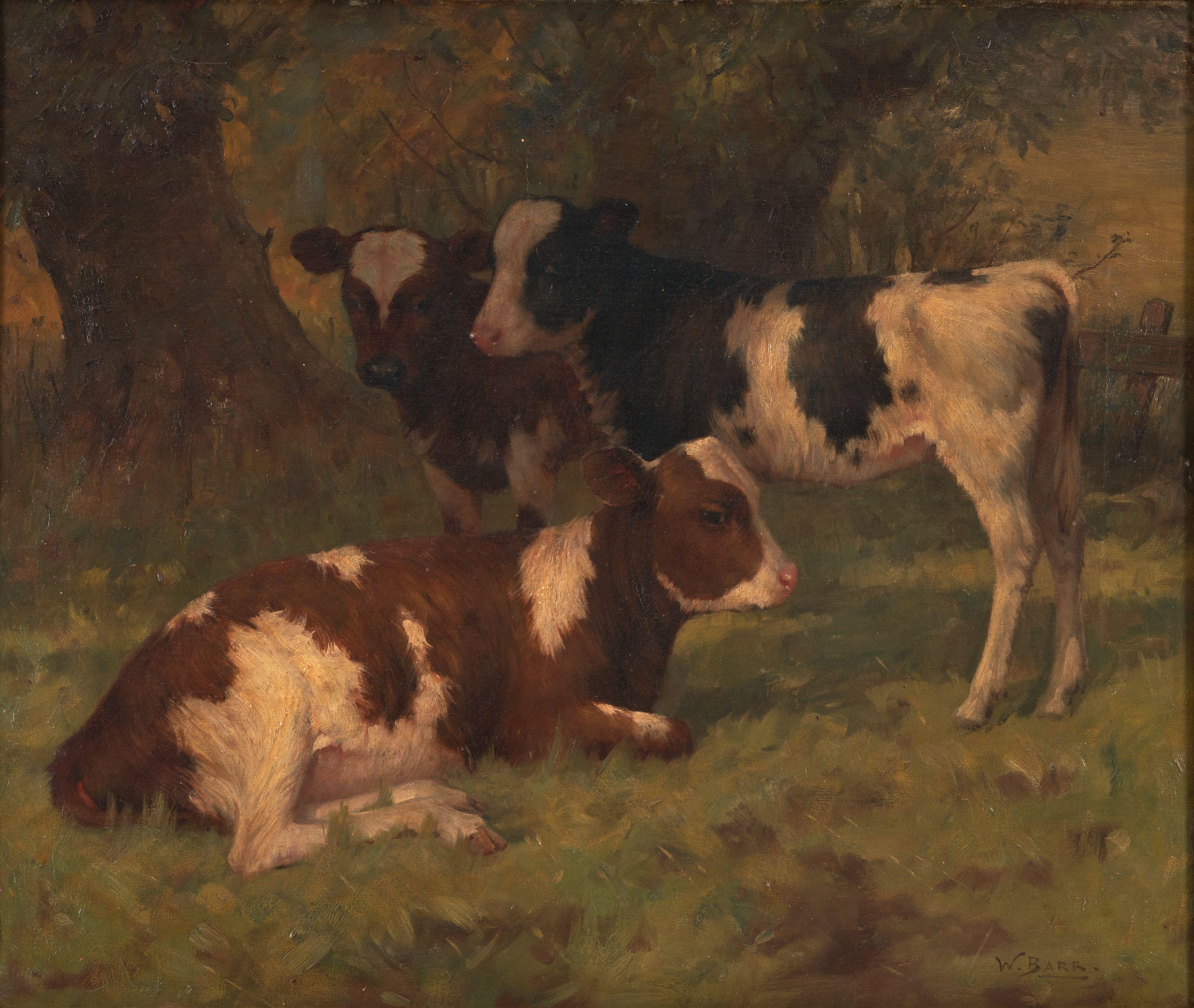William Barr - Three of a Bovine Kind framed 89.0 x 100.5 x 10.2 cm (35 x 39 1/2 x 4 in).