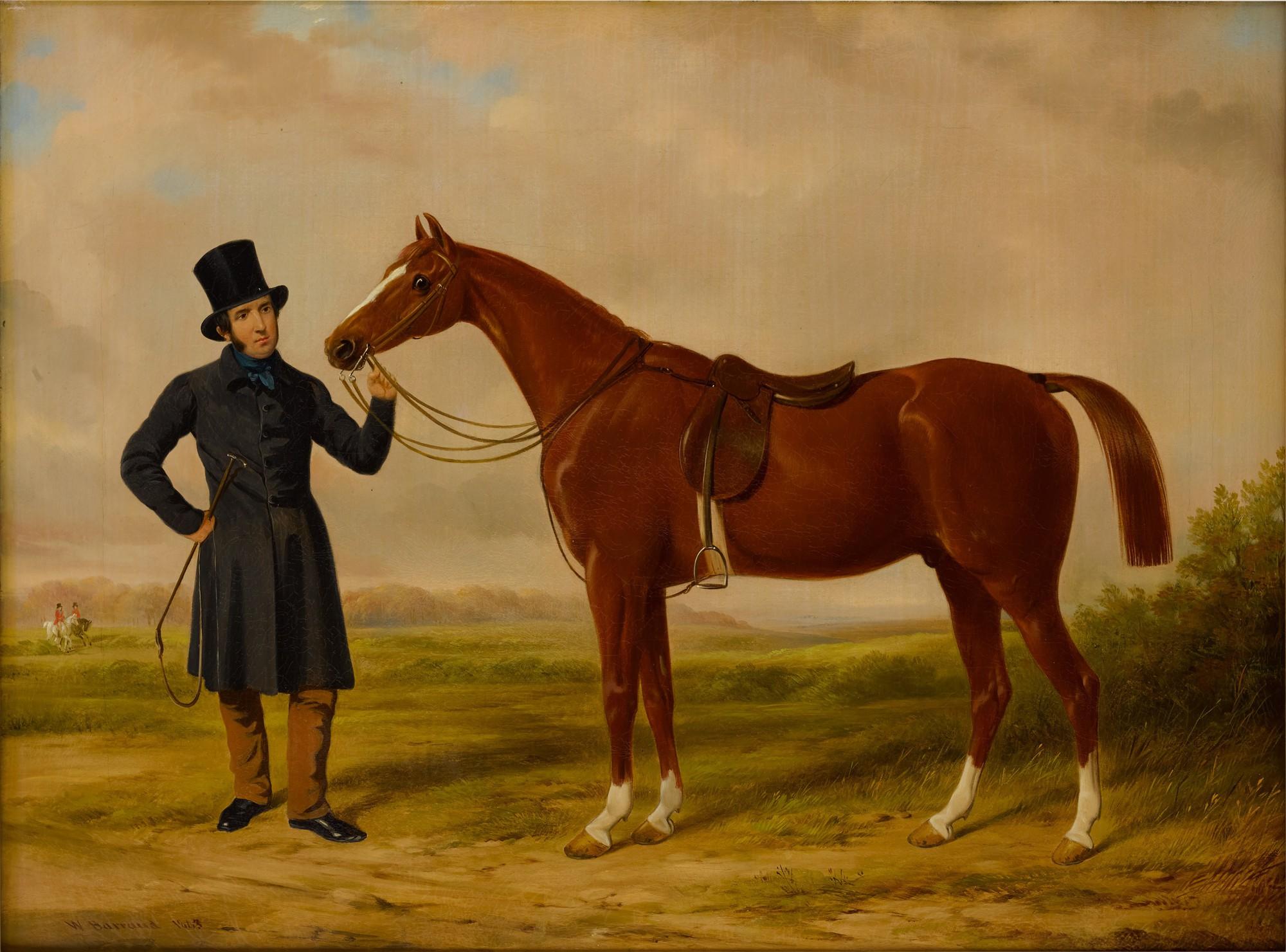 William Barraud - Chestnut Hunter and Groom