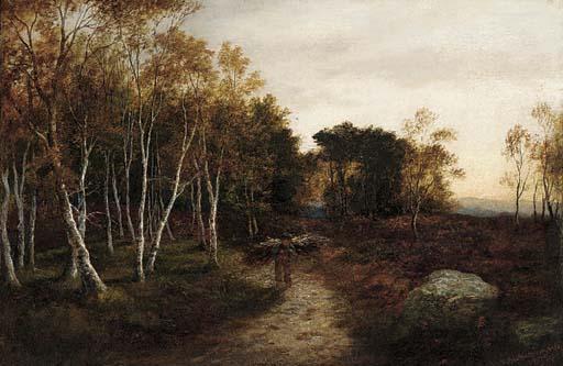 William Beattie Brown, R.S.A. - The birch wood, Autumn evening