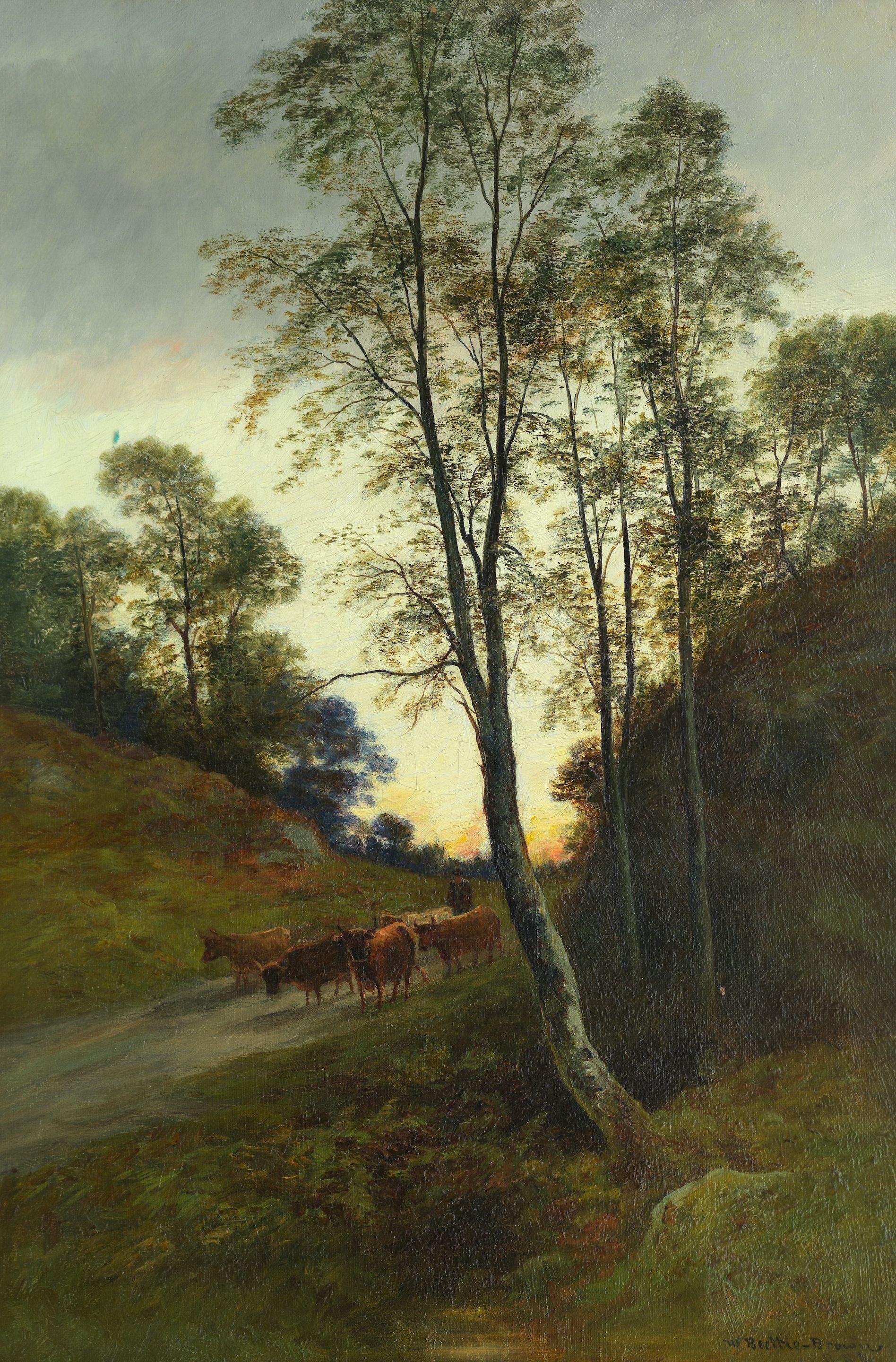 William Beattie Brown, RSA - Birch Trees in Strath Bran Evening