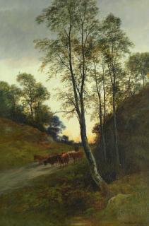 William Beattie Brown, RSA - Birch Trees in Strath Bran Evening