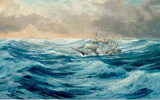 William Bishop - A square rigger rounding Cape Horn