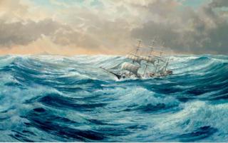 William Bishop - A square rigger rounding Cape Horn