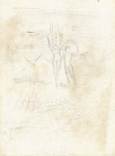 William Blake - An Angel, Arms Upraised, With Another Figure
