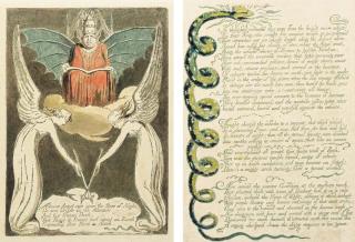 William Blake - Europe a Prophecy: Two Plates Plate 13: \'In thoughts perturb\'d\' (Bindman 177, Bentley 33, pp. 154) Plate 14: \'Albion\'s Angel rose\' (Bindman 178; Bentley 33, pp. 154)