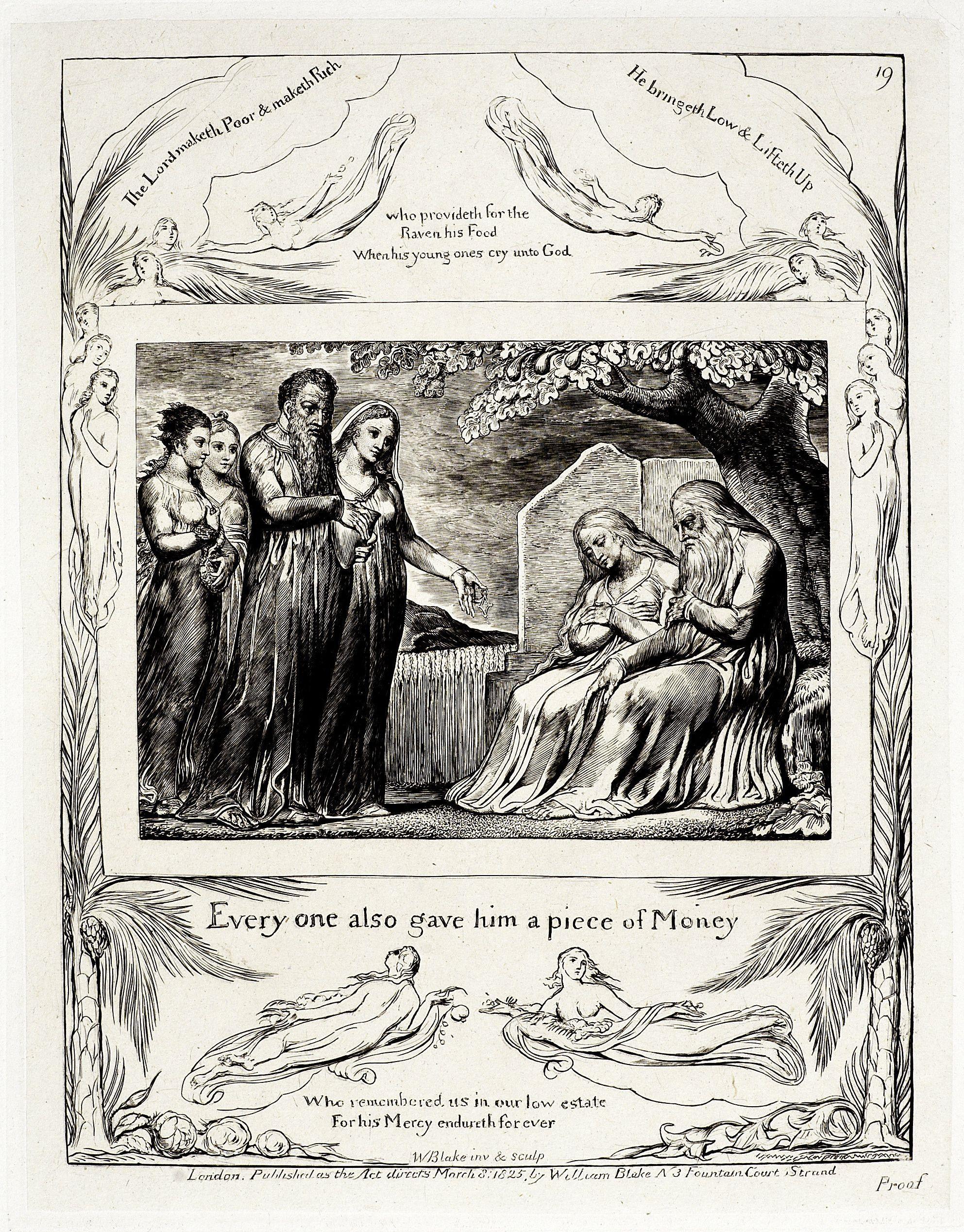 William Blake - Plates seventeen, eighteen and nineteen, from Illustrations of the Book of Job