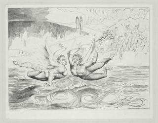 William Blake - The Circle Of The Corrupt Officials; The Devils Mauling Each Other (Bindman 649)