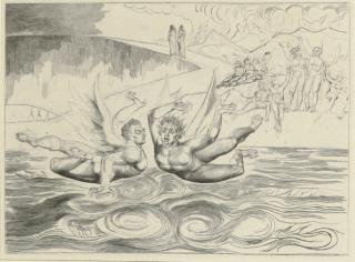 William Blake - The Circle of the Corrupt Officials (The Devils Mauling Each Other), from Dante\'s Divine Comedy (Binyon 129; Bindman 649)