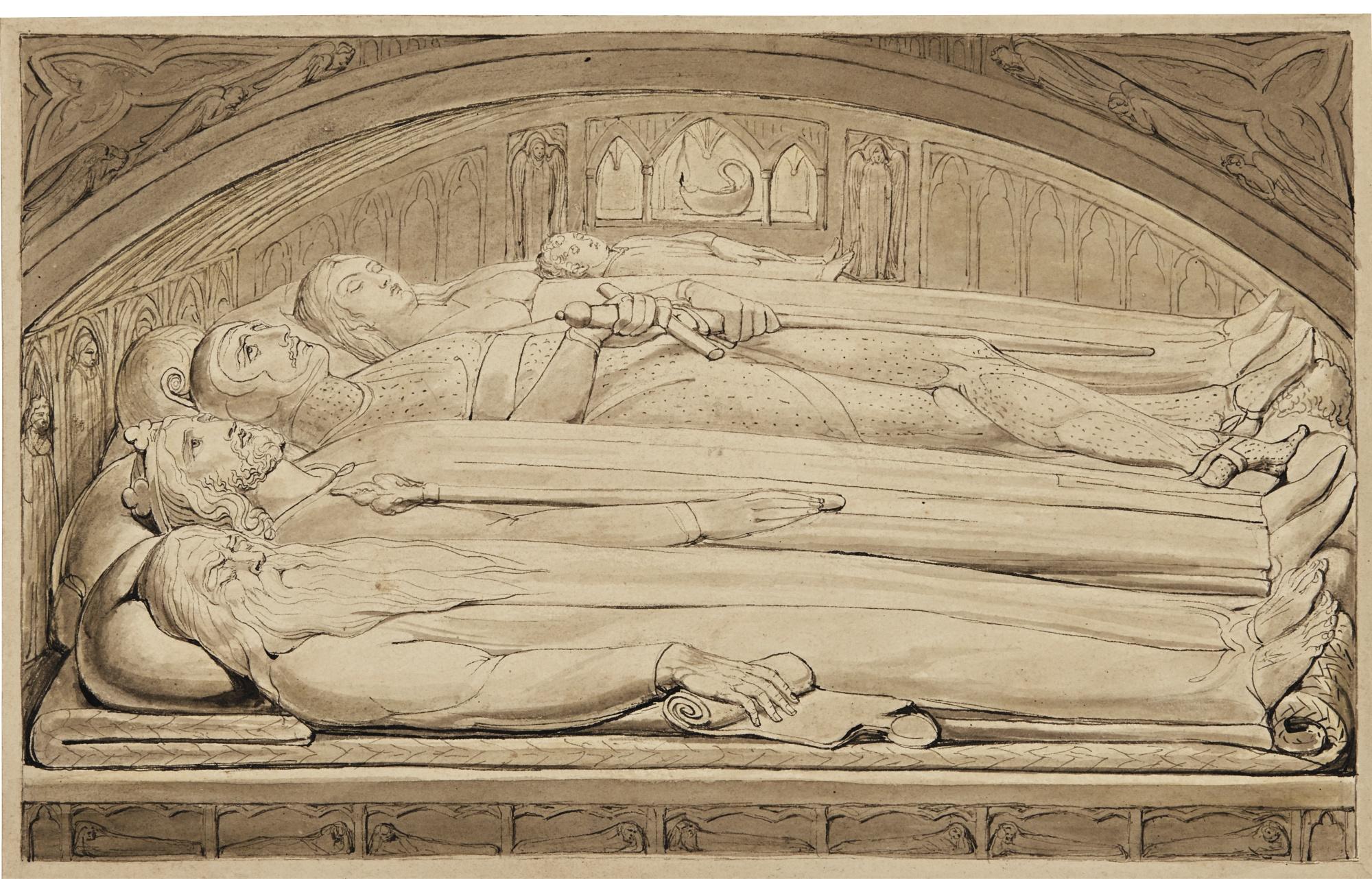 William Blake - The Counseller, King, Warrior, Mother & Child In The Tomb